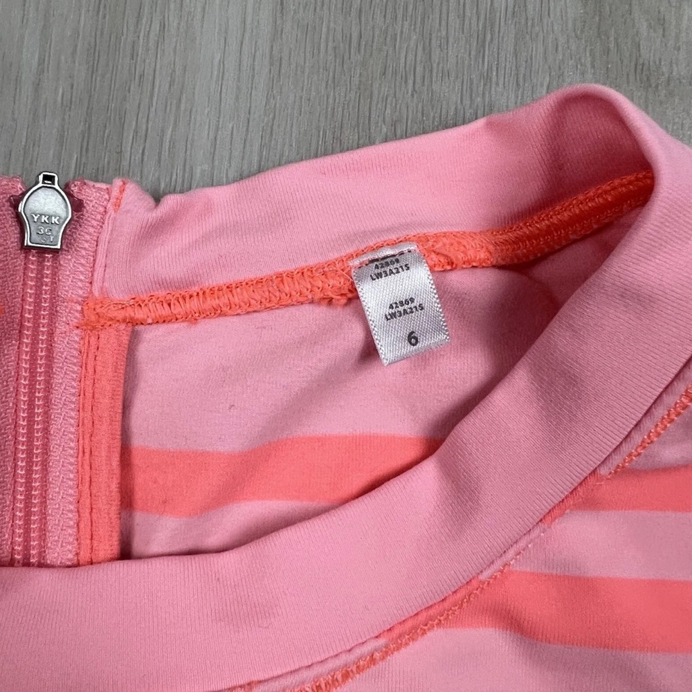 Lululemon Run Warm Up Crew Ocean Stripe Coral Orange Pullover Size 6 - Picture 5 of 9